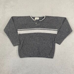 Vintage High Sierra Sweater Men M Gray Knit Cottage Pullover Henley